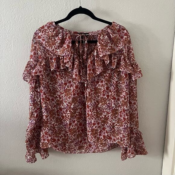 J. Crew Ruffle Crinkle Chiffon Top in Fête Floral - Picture 4 of 8